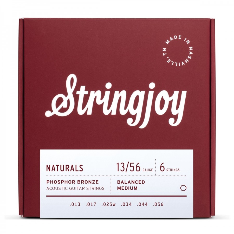 Stringjoy Naturals Medium Gauge (13-56) Phosphor Bronze Acoustic Guitar Strings