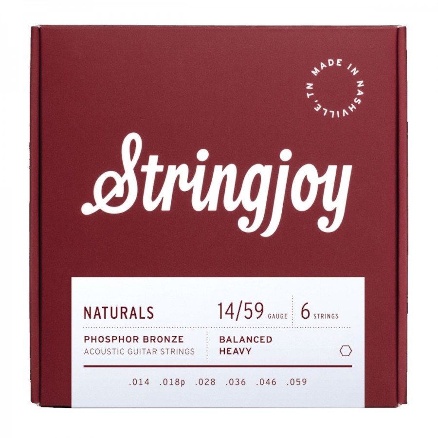 Stringjoy Naturals Heavy Gauge (14-59) Phosphor Bronze Acoustic Guitar Strings