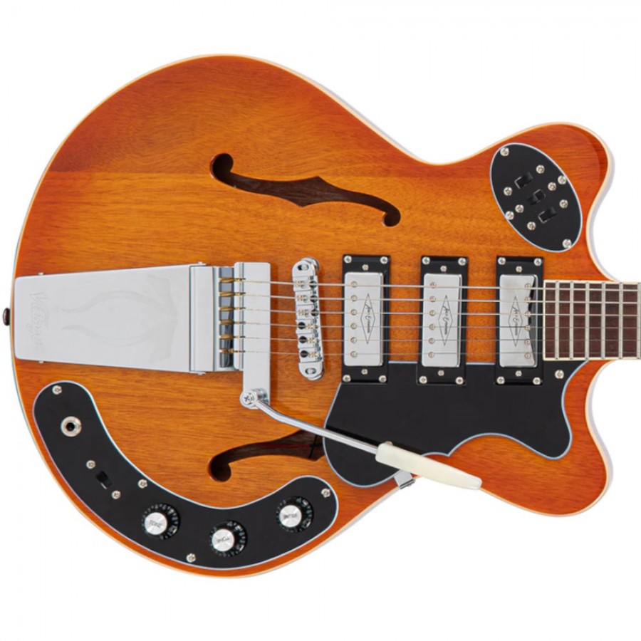 Vintage REVO Series 'Superthin' Electric Guitar - Amberburst