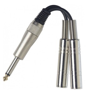 Stagg YC-0,1/1P2PFH Audio Cable, 2 x 6.3mm Mono Jack Female to 6.3mm mono Jack Male, 10cm