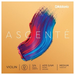 D'Addario Ascenté Violin String Set, 3/4 Scale, Medium Tension