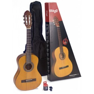 Stagg C430M Pack: 3/4 Size Classical Guitar Pack with Tuner and Bag - Natural 