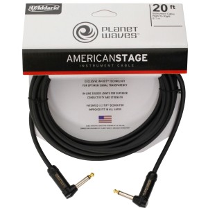 Planet Waves PW-AMSGRA-20 American Stage Instrument Cable, Right Angle, 20'