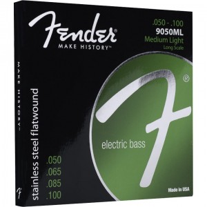 Fender Stainless 9050 Bass Strings, Flatwound, 9050ML Gauges .050-.100