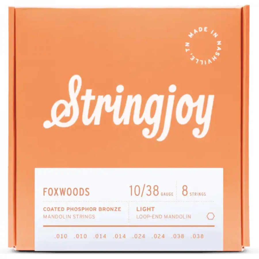 Stringjoy 10-38 Light Gauge Foxwoods - Coated Phosphor Bronze Mandolin Strings