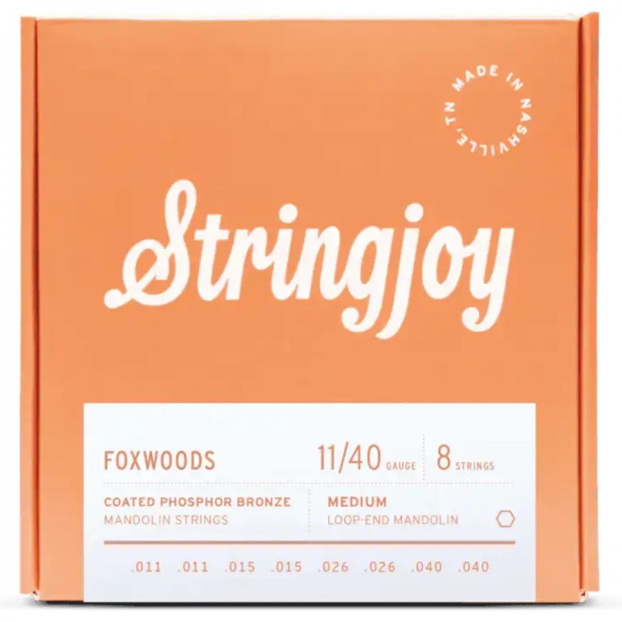 Stringjoy 11-40 Medium Gauge Foxwoods - Coated Phosphor Bronze Mandolin Strings