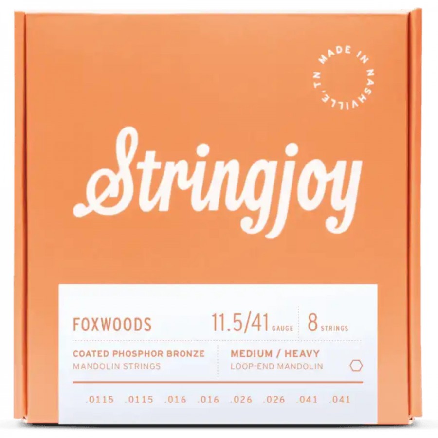 Stringjoy 11.5-41 Medium / Heavy Gauge Foxwoods - Coated Phosphor Bronze Mandolin Strings