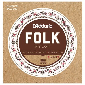 D'Addario EJ32C Folk Nylon Classical Guitar Strings with Ball End
