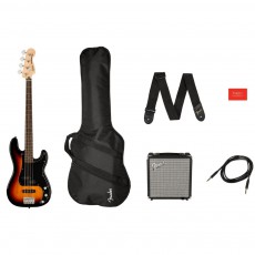 Fender Squier Affinity Series Precision Bass PJ Pack, Laurel Fingerboard, 3-Color Sunburst, Gig Bag, Rumble 15 - 230V UK
