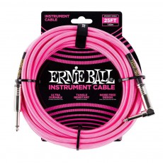Ernie Ball 25' / 7.6 m Braided Instrument Cable - Neon Pink
