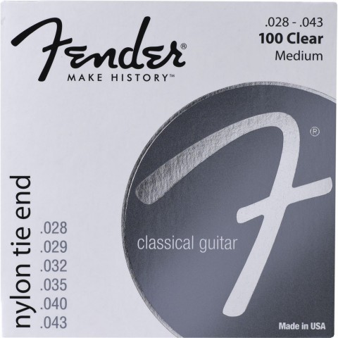 Fender 100 Clear Nylon Tie End Medium Classical Strings (.028-.043)