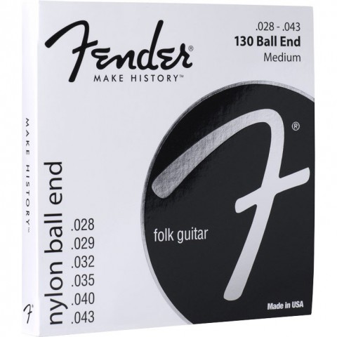 Fender 130 Nylon Ball End Medium Folk Guitar Strings (.028-.043)