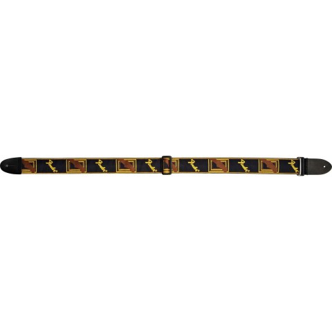 Fender 2 Inch Monogrammed Strap, Black/Yellow/Brown
