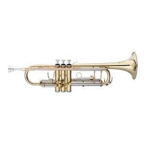Bb trumpet, ML-bore, leadpipe in gold brass, with soft case