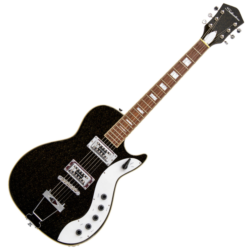 Silvertone 1423 Reissue Electric Guitar Black Gold Flake