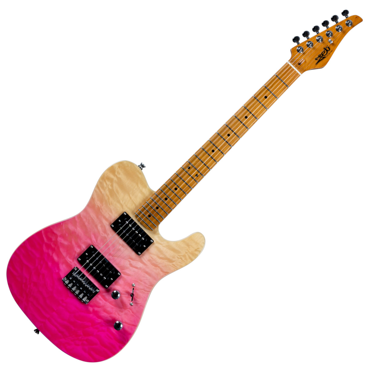 Jet Guitars JT-450 QTPK Roasted Maple - Quilted Transparent Pink